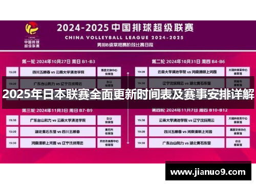 2025年日本联赛全面更新时间表及赛事安排详解