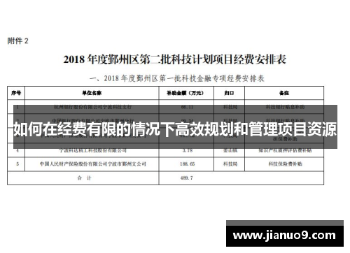 如何在经费有限的情况下高效规划和管理项目资源